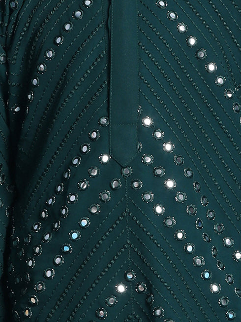 Vastramay Baap Beta Mirror Green Kurta Pyjama Set